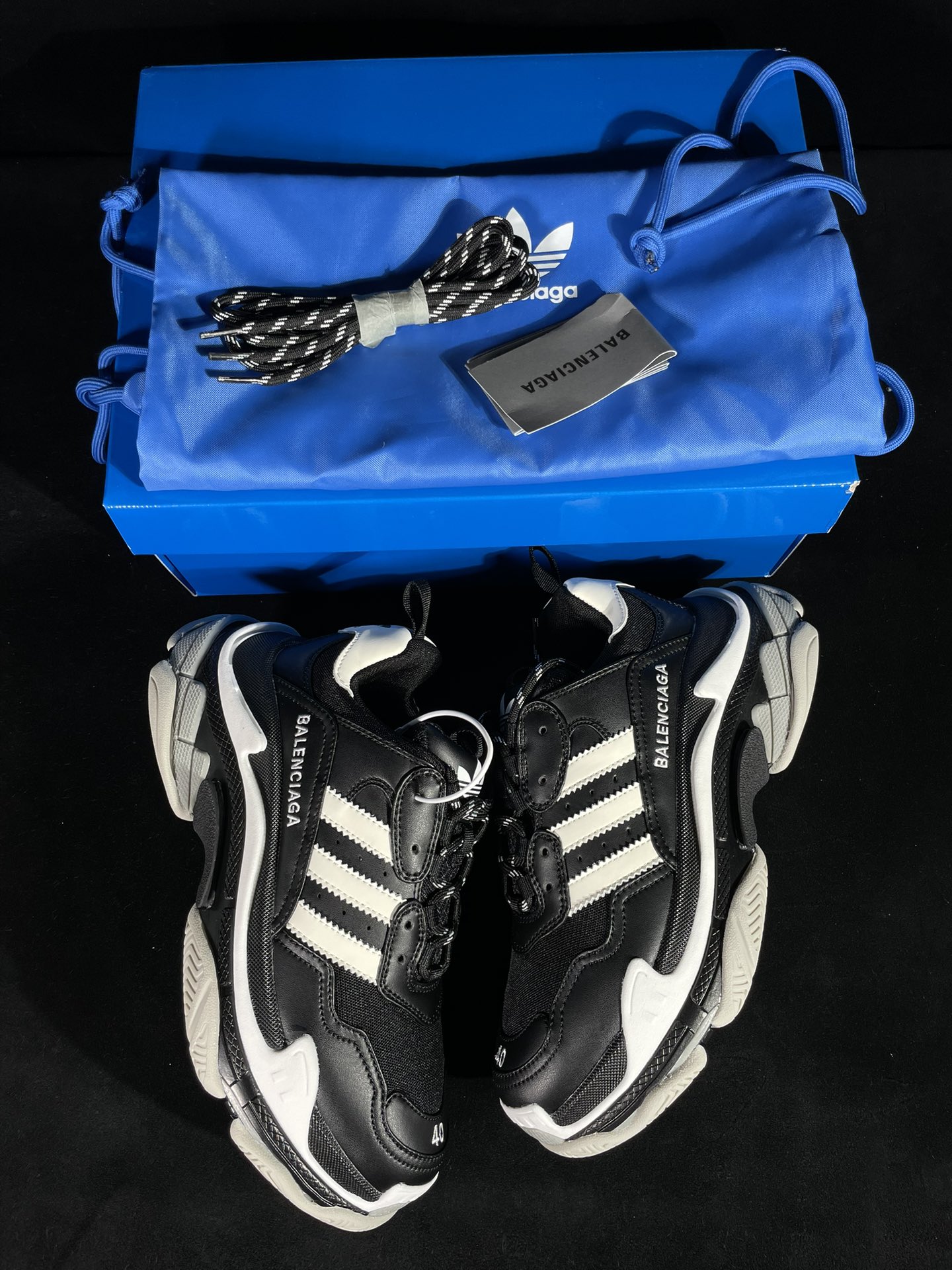 巴黎2代联名阿迪达斯 黑白Balenciaga Triple S x Ad 阿迪达斯跨界奢侈品联名款 巴