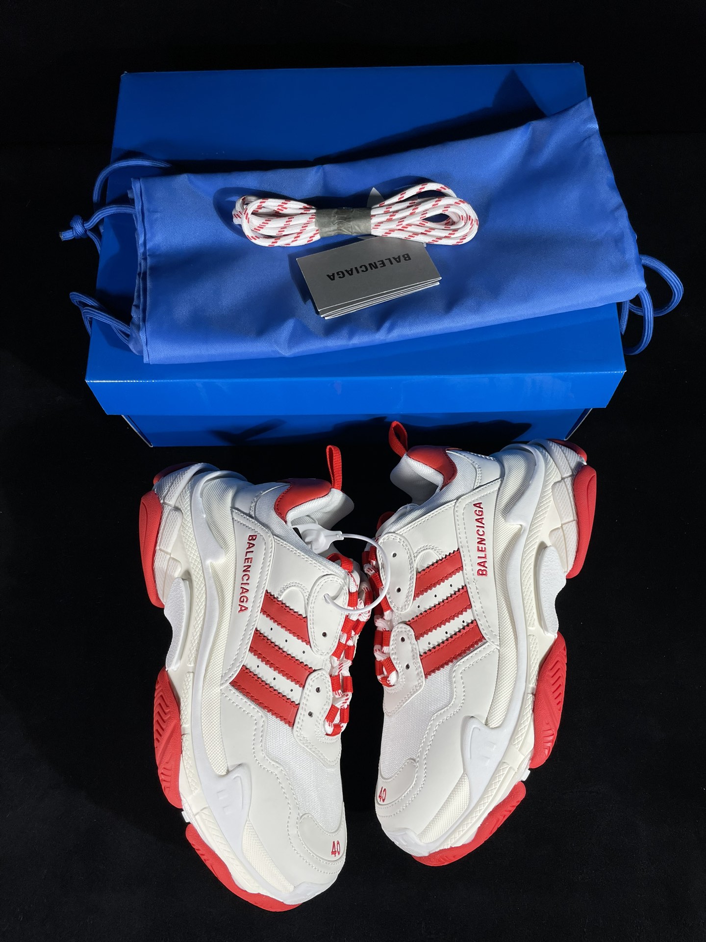 巴黎2代联名阿迪达斯 白红Balenciaga Triple S x Ad 阿迪达斯跨界奢侈品联名款 巴