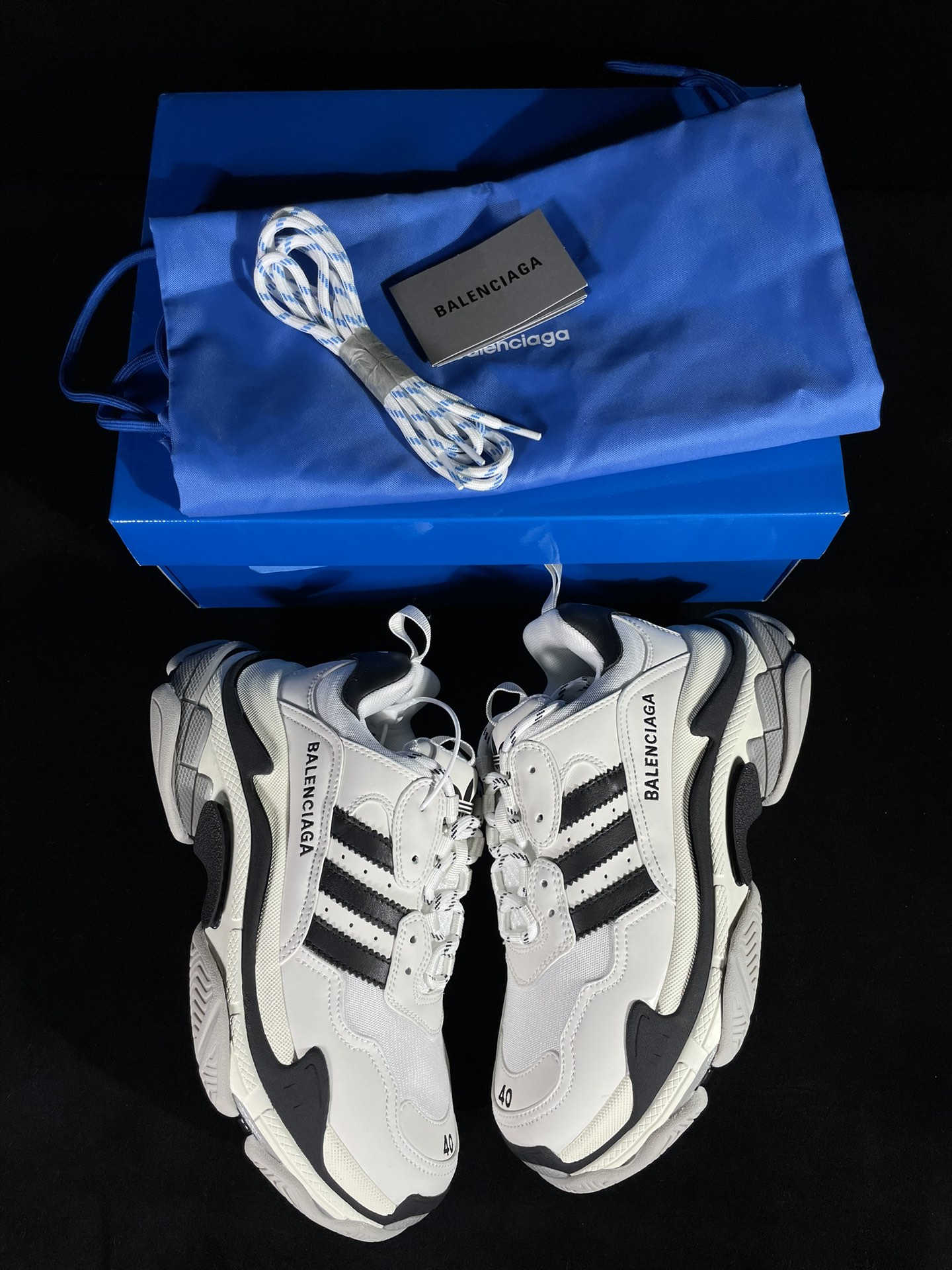 巴黎2代联名阿迪达斯 白黑Balenciaga Triple S x Ad 阿迪达斯跨界奢侈品联名款 巴