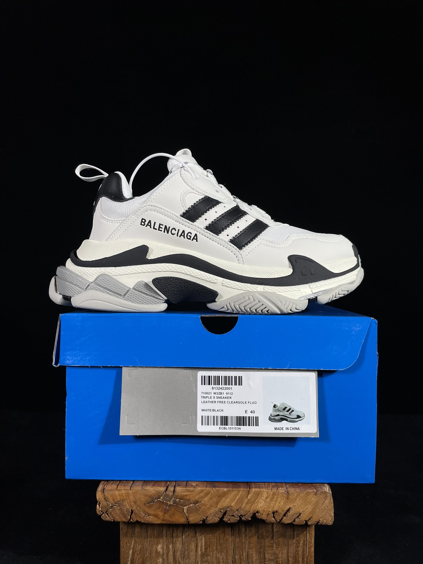 巴黎2代联名阿迪达斯 白黑Balenciaga Triple S x Ad 阿迪达斯跨界奢侈品联名款 巴