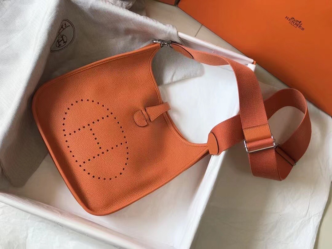 Hermes Evelyne Crossbody & Shoulder Bags Orange Rose Openwork Summer Collection Casual