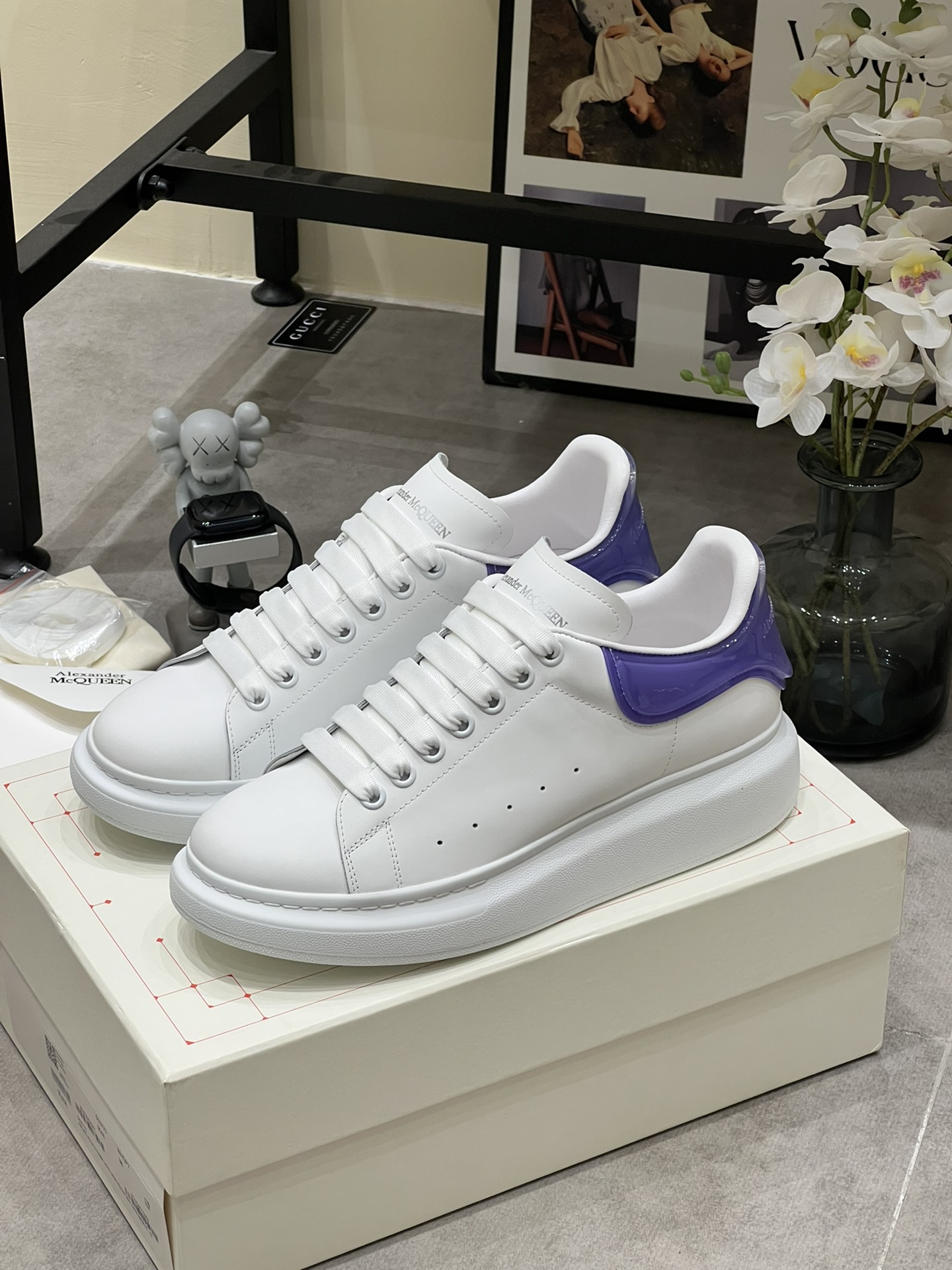 P280🌈 Tiro real exclusivo (versión superior) versión alta de cola de gelatina Zapatos blancos clásicos de McQueen Zapa…