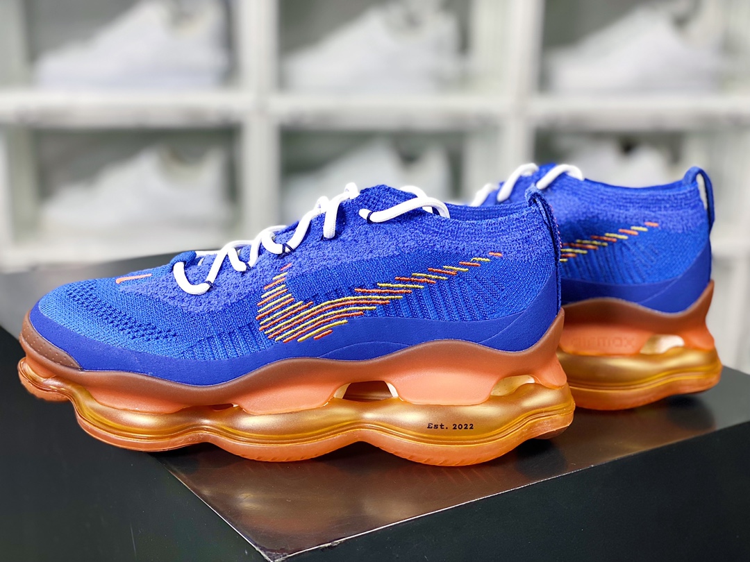 Air Max Scorpion Flyknit SE ”M. Frank Rudy” Scorpion Series 2022 Super Large Cushion Jogging Shoes ”Knitted Knitted Royal Blue Orange” DX4768-400