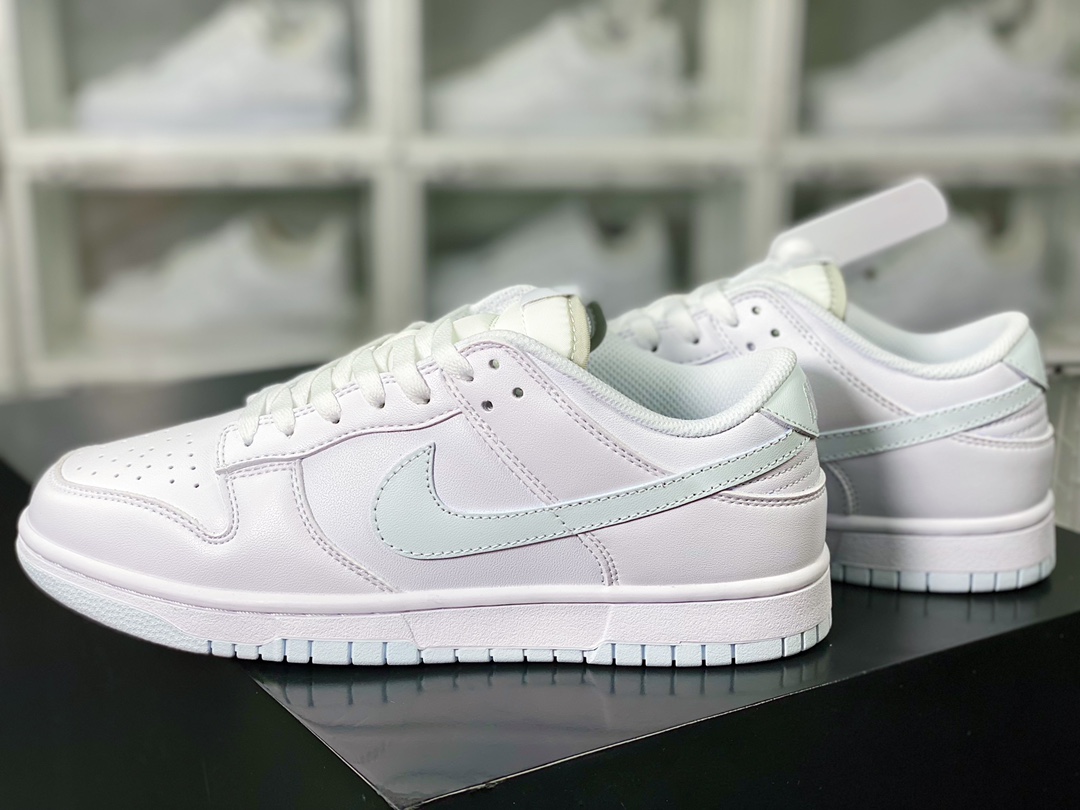 Wmsn SB Dunk Low ”Needle Thread” dunk series low-top casual sports skateboard shoes ”leather pure white gray hook” DV0831-101