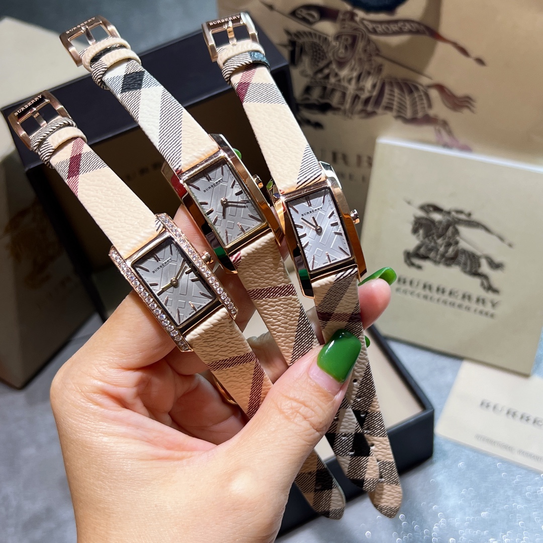 BURBERRY BARBERY Platinum Rectangular Swiss Quartz Watch with Steel Belt - 图片 1