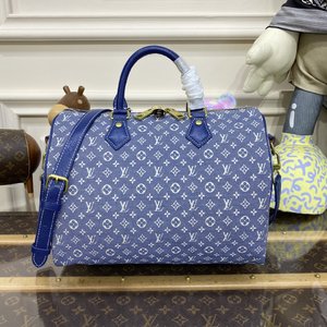 The Top Ultimate Knockoff Louis Vuitton LV Speedy Bags Handbags Blue White Cowhide Denim M95224