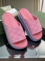 Gucci Cheap
 Shoes Sandals Slippers Green Openwork TPU Summer Collection Beach