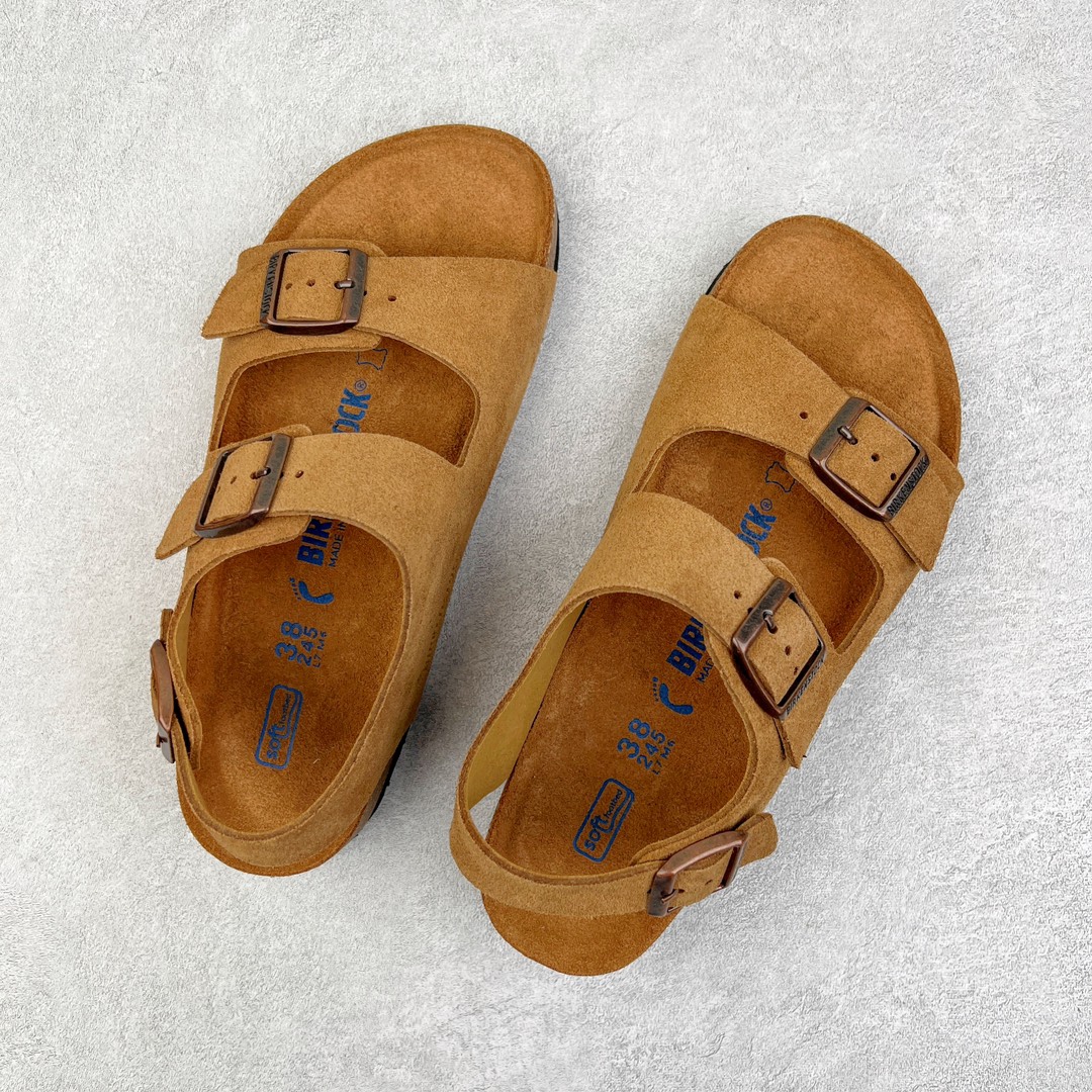 图片[3]-零售💰240 ＃DC Birkenstock Arizona 系列勃肯皮革绒面双扣时尚凉拖鞋 牛皮绒面革质地柔软 搭配可调节鞋扣提升穿着舒适度 人体工学设计分散脚部压力 保护脚踝 软木乳胶鞋床具有一定的收缩性 长时间穿着后能贴合脚型 EVA鞋底回弹性和抗张性力高 具有良好的防震、缓冲性  四季皆宜 柔软的鞋床采用额外的泡沫缓冲层 提供额外的舒适感和全天支撑 全网独家首发 源于德国的严谨工艺  牛巴戎面 中层松木 EVA 三层组合大底 优质牛皮面料五金扣 出口订单 尺码：35-44 编码：by2936040-运动鞋