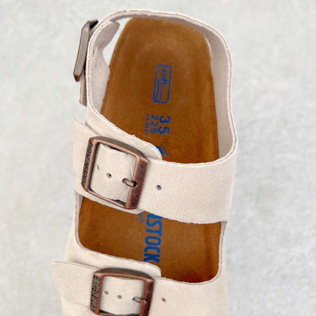 图片[5]-零售💰240 ＃DC Birkenstock Arizona 系列勃肯皮革绒面双扣时尚凉拖鞋 牛皮绒面革质地柔软 搭配可调节鞋扣提升穿着舒适度 人体工学设计分散脚部压力 保护脚踝 软木乳胶鞋床具有一定的收缩性 长时间穿着后能贴合脚型 EVA鞋底回弹性和抗张性力高 具有良好的防震、缓冲性  四季皆宜 柔软的鞋床采用额外的泡沫缓冲层 提供额外的舒适感和全天支撑 全网独家首发 源于德国的严谨工艺  牛巴戎面 中层松木 EVA 三层组合大底 优质牛皮面料五金扣 出口订单 尺码：35-44 编码：by2936040-运动鞋