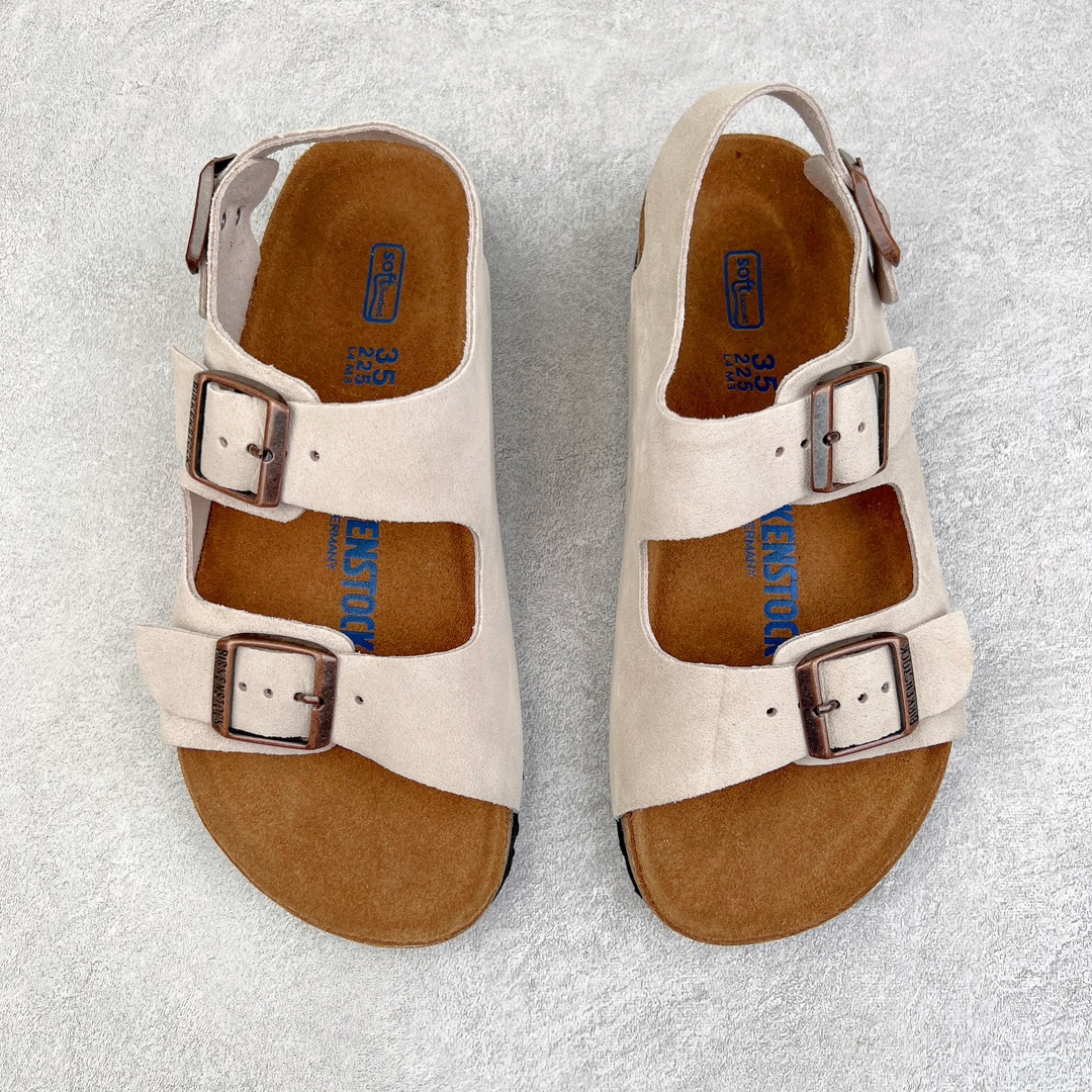 图片[2]-零售💰240 ＃DC Birkenstock Arizona 系列勃肯皮革绒面双扣时尚凉拖鞋 牛皮绒面革质地柔软 搭配可调节鞋扣提升穿着舒适度 人体工学设计分散脚部压力 保护脚踝 软木乳胶鞋床具有一定的收缩性 长时间穿着后能贴合脚型 EVA鞋底回弹性和抗张性力高 具有良好的防震、缓冲性  四季皆宜 柔软的鞋床采用额外的泡沫缓冲层 提供额外的舒适感和全天支撑 全网独家首发 源于德国的严谨工艺  牛巴戎面 中层松木 EVA 三层组合大底 优质牛皮面料五金扣 出口订单 尺码：35-44 编码：by2936040-运动鞋