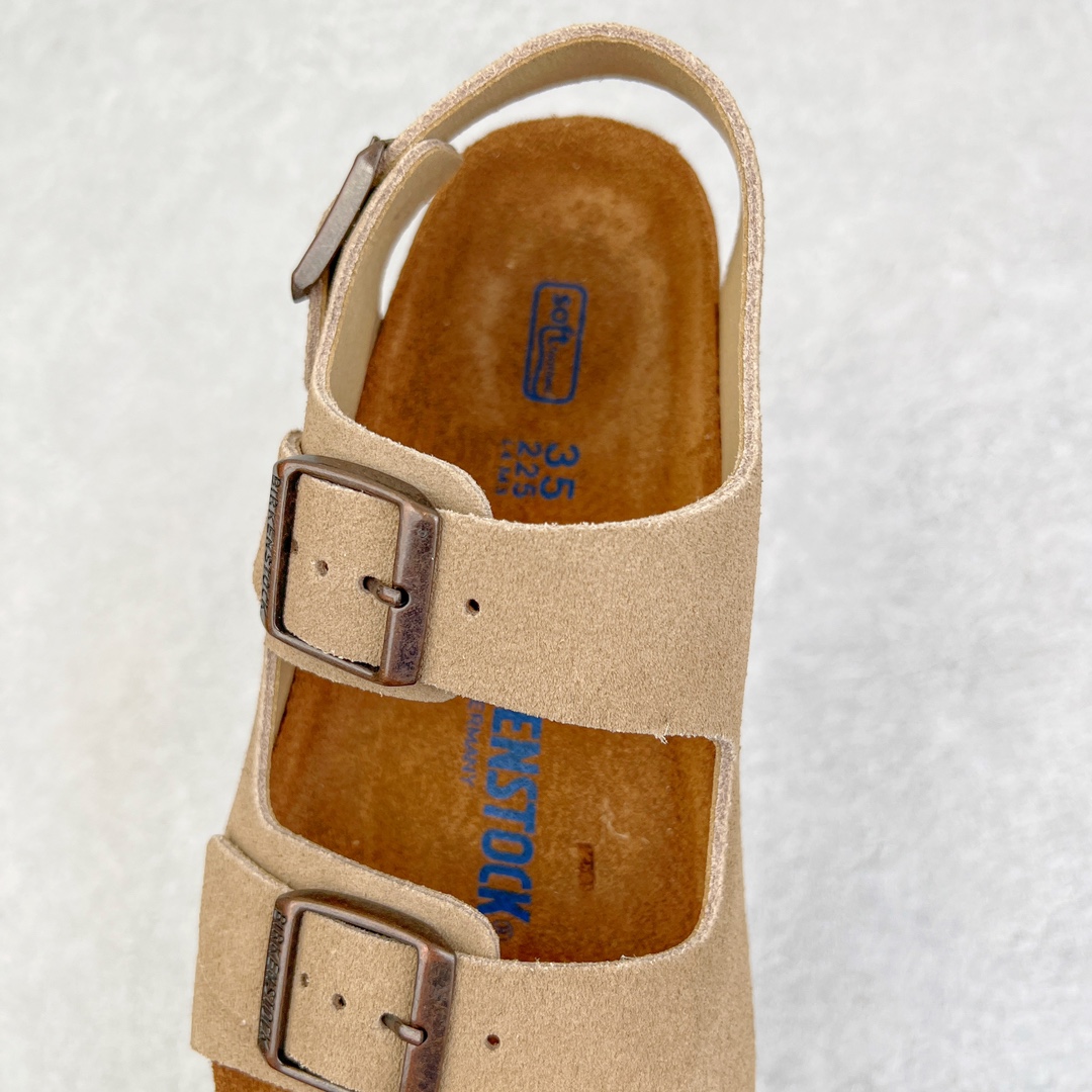 图片[5]-零售💰240 ＃DC Birkenstock Arizona 系列勃肯皮革绒面双扣时尚凉拖鞋 牛皮绒面革质地柔软 搭配可调节鞋扣提升穿着舒适度 人体工学设计分散脚部压力 保护脚踝 软木乳胶鞋床具有一定的收缩性 长时间穿着后能贴合脚型 EVA鞋底回弹性和抗张性力高 具有良好的防震、缓冲性  四季皆宜 柔软的鞋床采用额外的泡沫缓冲层 提供额外的舒适感和全天支撑 全网独家首发 源于德国的严谨工艺  牛巴戎面 中层松木 EVA 三层组合大底 优质牛皮面料五金扣 出口订单 尺码：35-44 编码：by2936040-运动鞋