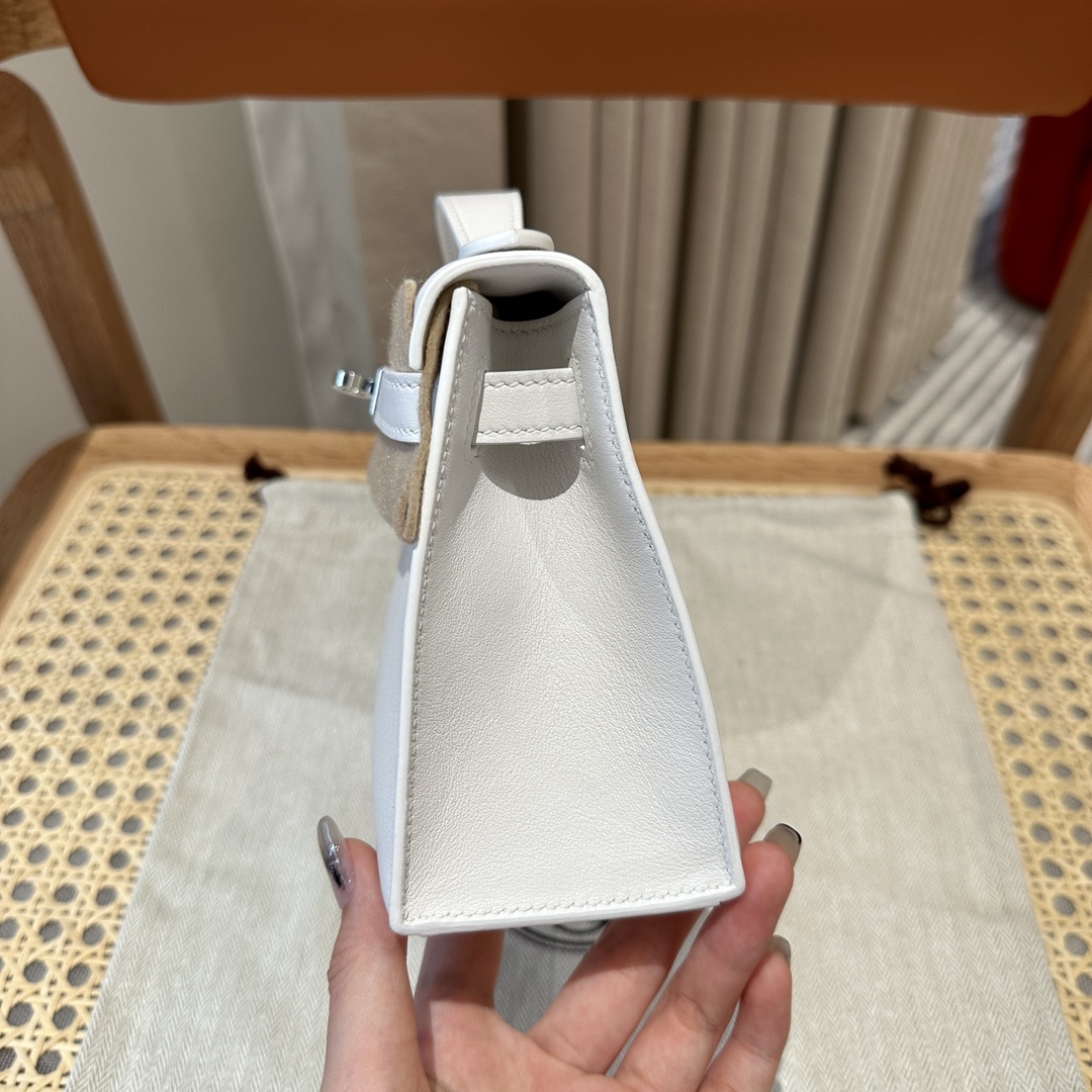 Hermès mini kelly 1, 01/Blanc, swift, slipr, 22cm, all handmade!!