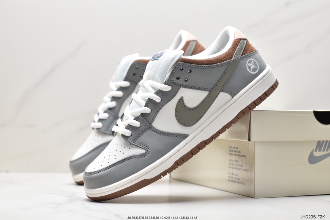 Yuto Horigome x Nike SB Dunk Low joint model ”grey and white feather SB low-top casual sports skateboard shoes FQ1180-001