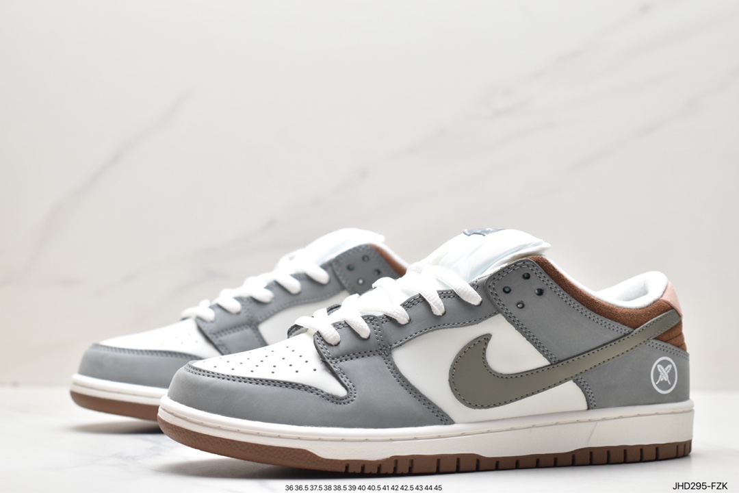 Yuto Horigome x Nike SB Dunk Low joint model ”grey and white feather SB low-top casual sports skateboard shoes FQ1180-001