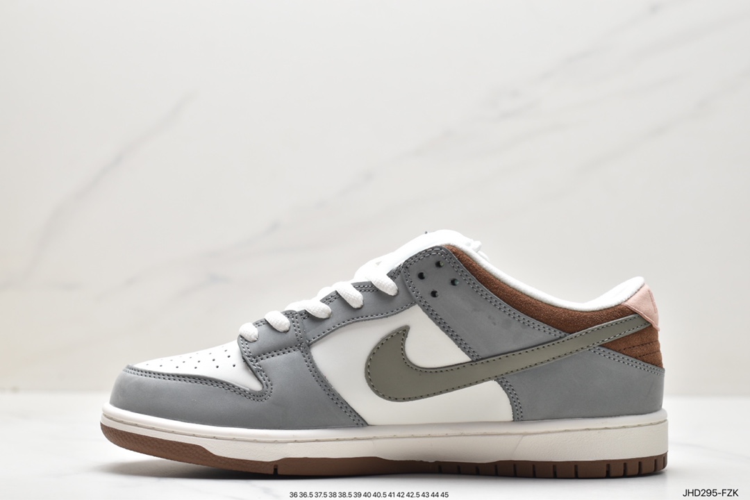 Yuto Horigome x Nike SB Dunk Low joint model ”grey and white feather SB low-top casual sports skateboard shoes FQ1180-001