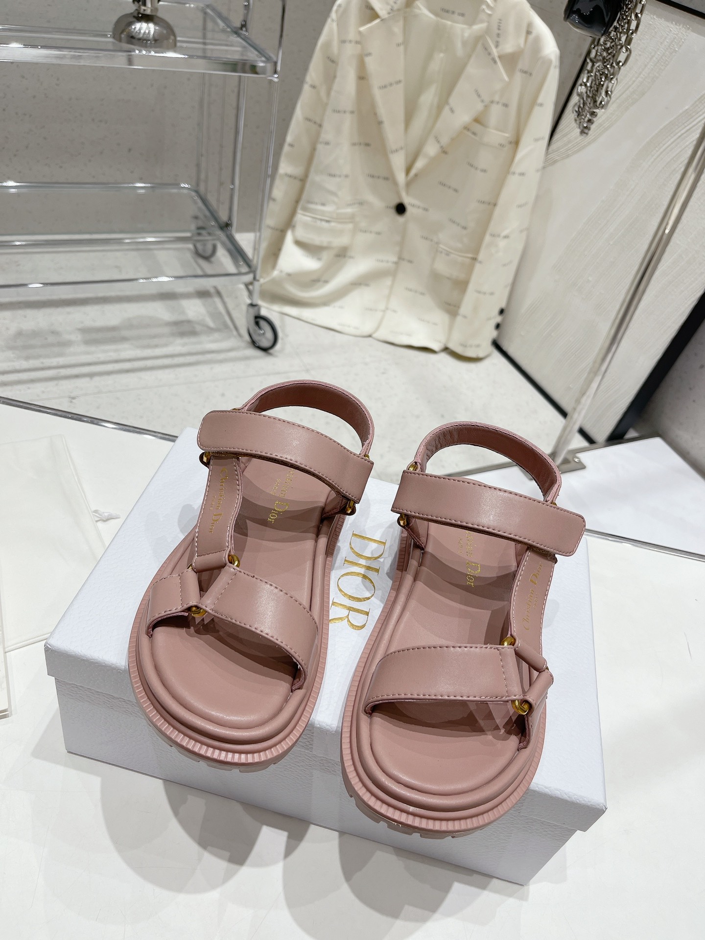 Dior Shoes Sandals Gold Hardware Cowhide TPU Summer Collection