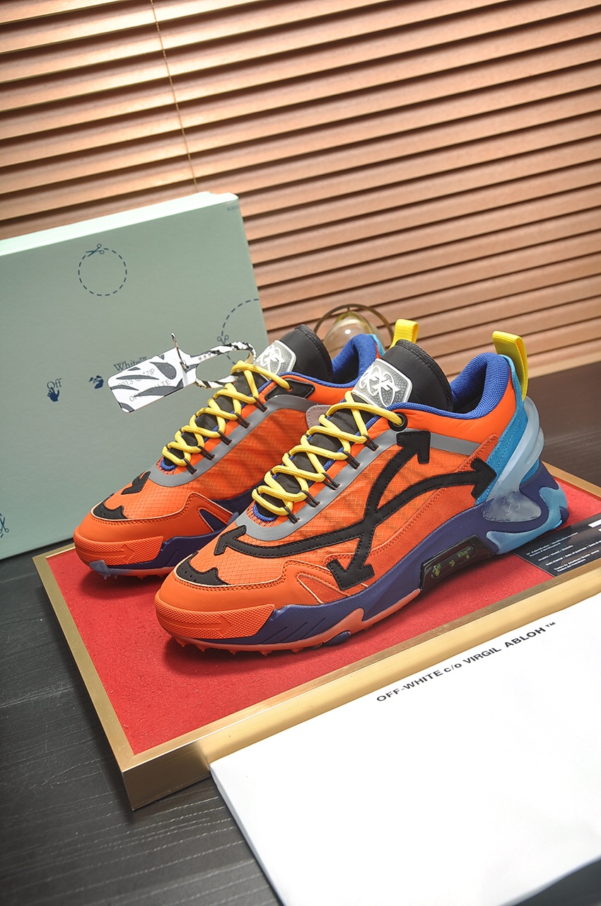 Off-White Men's Orange Leather & Mesh Running Shoes Sneakers Size 38-44 5 i1684863005 557 3