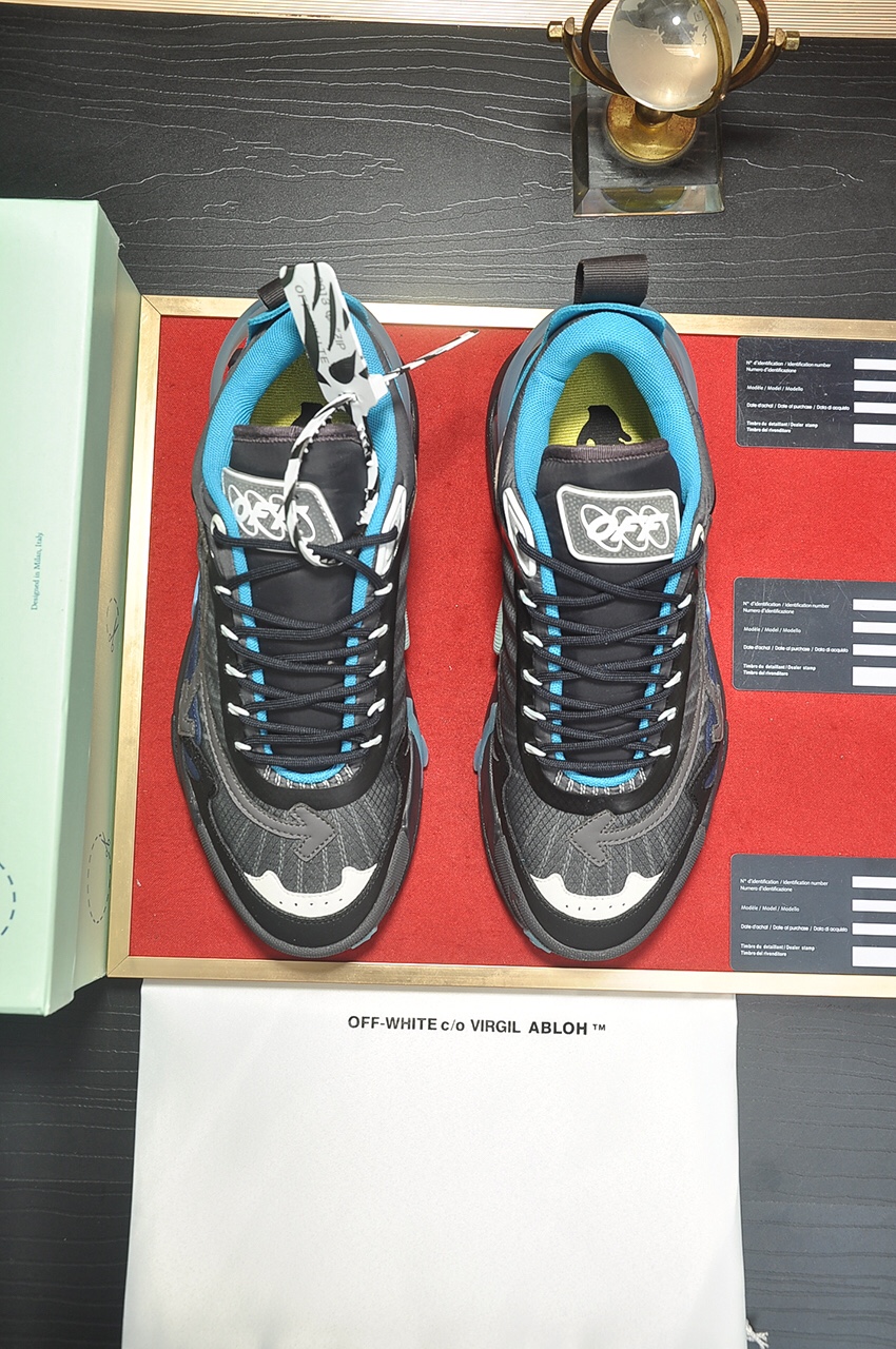 Off-White Men's Black and Blue Leather Sneakers, Size 38-44 3 i1684863026 1714 1
