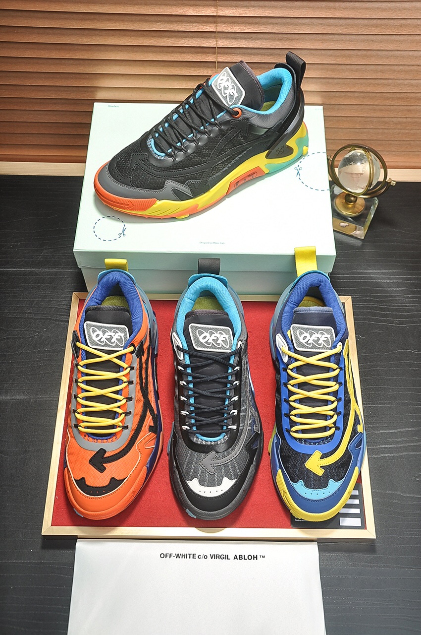Off-White Men's Black and Blue Leather Sneakers, Size 38-44 6 i1684863026 5031 4