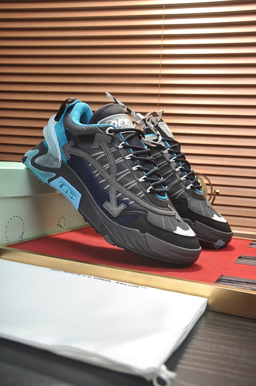 Off-White Men's Black and Blue Leather Sneakers, Size 38-44 4 i1684863026 6294 2