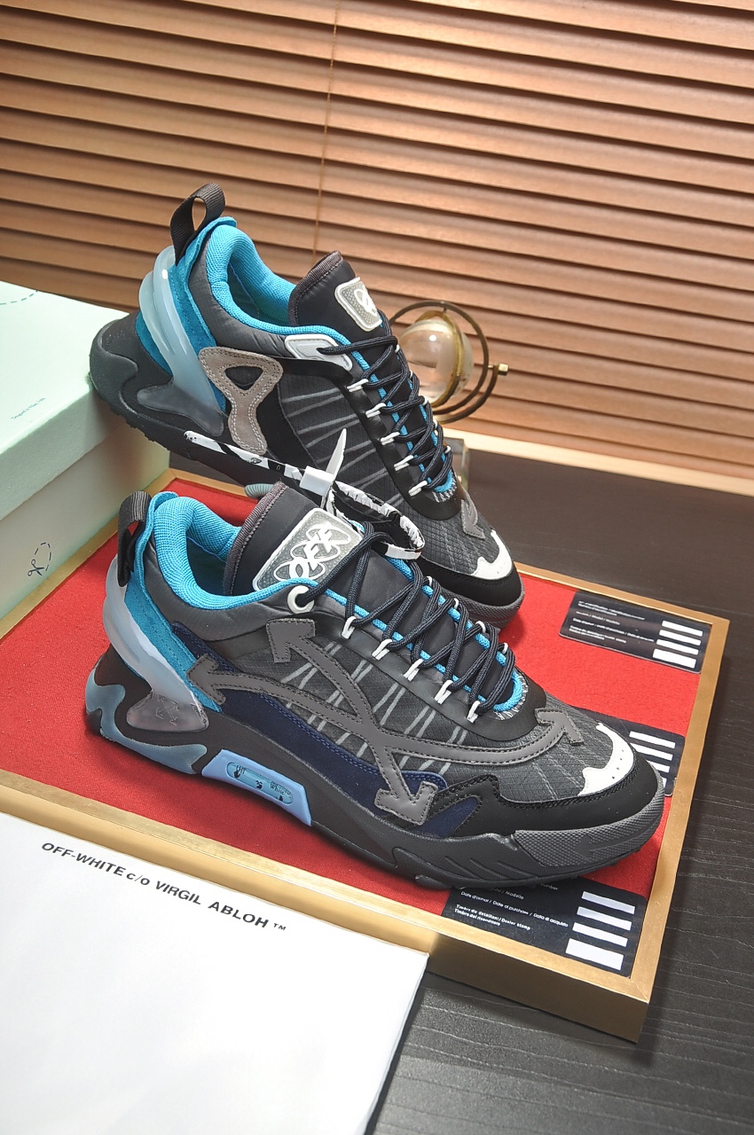 Off-White Men's Black and Blue Leather Sneakers, Size 38-44 8 i1684863026 7760 6