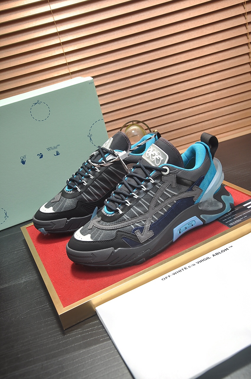 Off-White Men's Black and Blue Leather Sneakers, Size 38-44 5 i1684863026 850 3