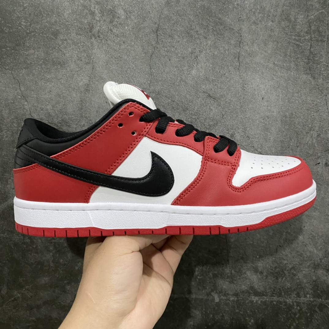 [Top Pure Original] Nike SB Dunk Low Chicago Black White Red BQ6817-600