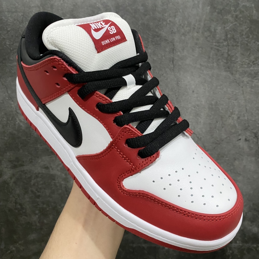 [Top Pure Original] Nike SB Dunk Low Chicago Black White Red BQ6817-600