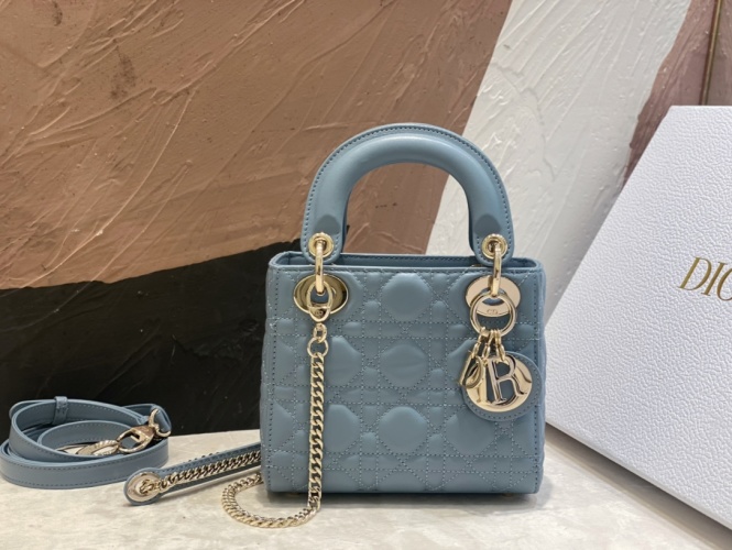 Classic Dior Lady Bag, Lambskin Leather, Candy Blue, 17cm 1 Classic Dior Lady Bag, Lambskin Leather, Candy Blue, 17cm