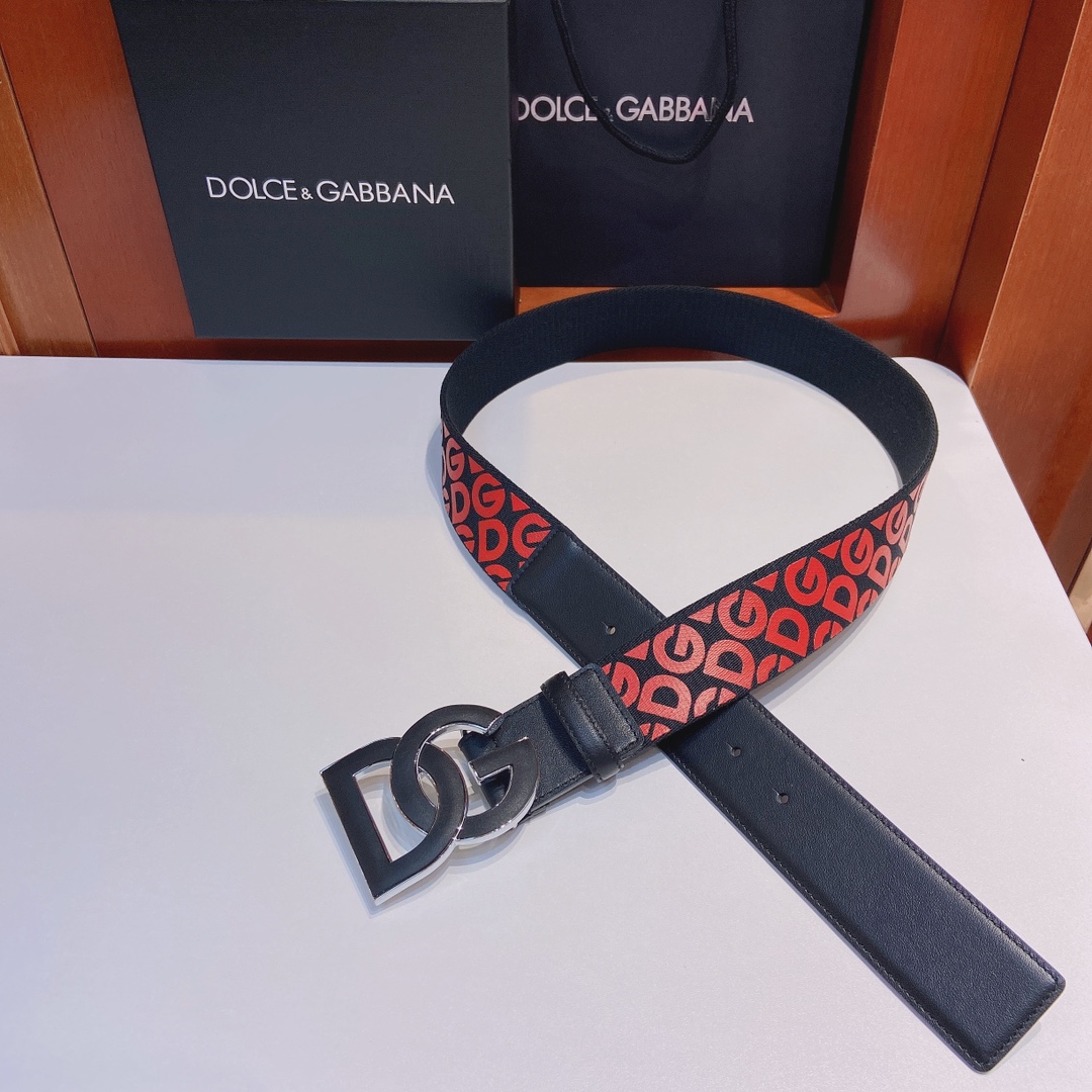 D&G杜嘉班纳双面小牛皮腰带缀以电镀
