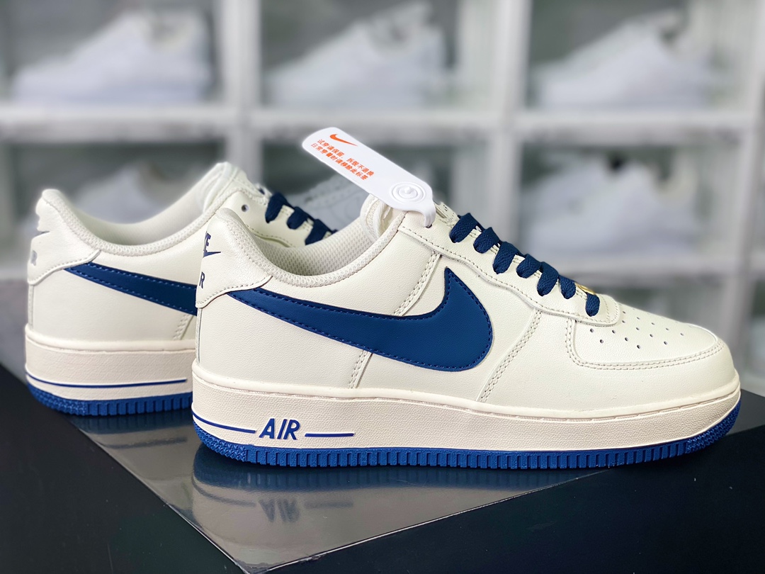 Air Force 1'07 Low ”Beige/Dark Blue/Jumbo Swoosh” Air Force 1 sneakers ”leather off-white navy blue enlarged hook” SP0758-026