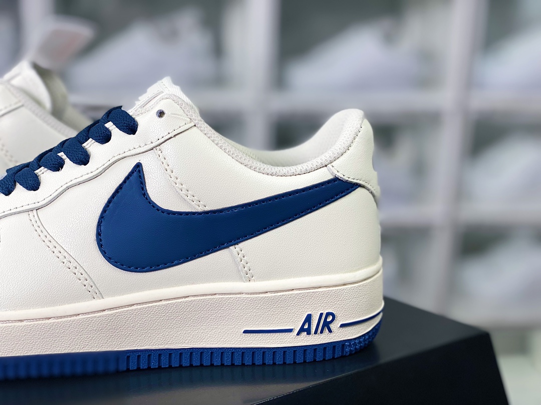 Air Force 1'07 Low ”Beige/Dark Blue/Jumbo Swoosh” Air Force 1 sneakers ”leather off-white navy blue enlarged hook” SP0758-026