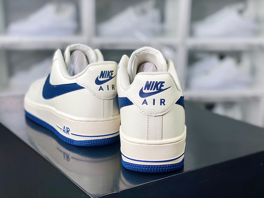 Air Force 1'07 Low ”Beige/Dark Blue/Jumbo Swoosh” Air Force 1 sneakers ”leather off-white navy blue enlarged hook” SP0758-026