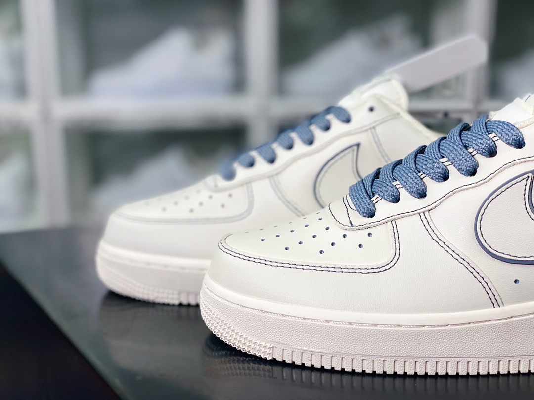 Air Force 1'07 Low ”Beige White/Light Blue Reflective” Air Force 1 sneakers ”Leather beige gray blue 3M reflective” TB5636-122