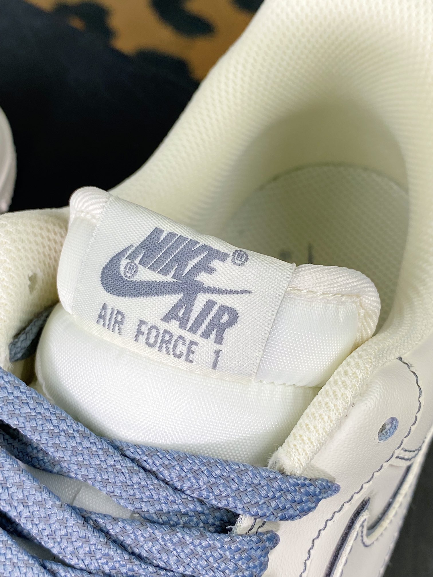 Air Force 1'07 Low ”Beige White/Light Blue Reflective” Air Force 1 sneakers ”Leather beige gray blue 3M reflective” TB5636-122