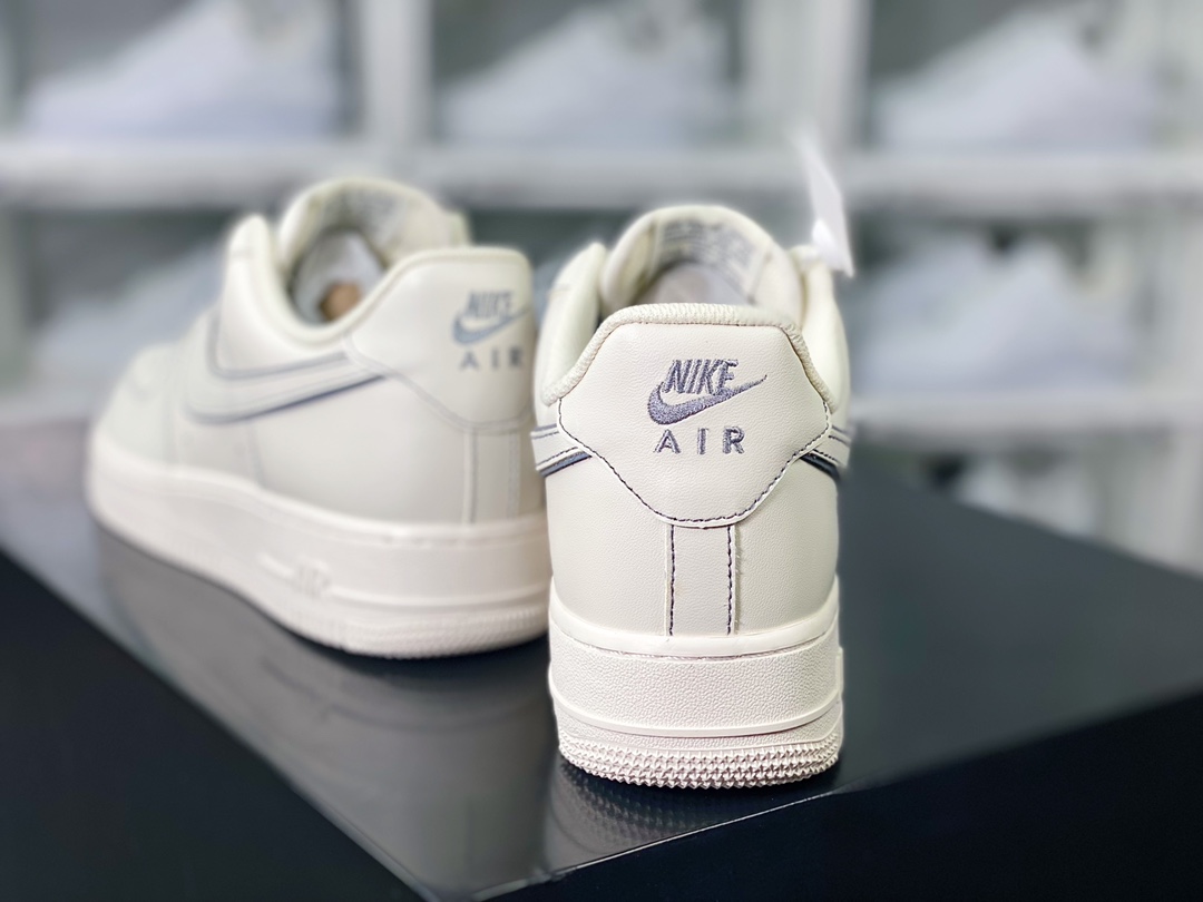 Air Force 1'07 Low ”Beige White/Light Blue Reflective” Air Force 1 sneakers ”Leather beige gray blue 3M reflective” TB5636-122