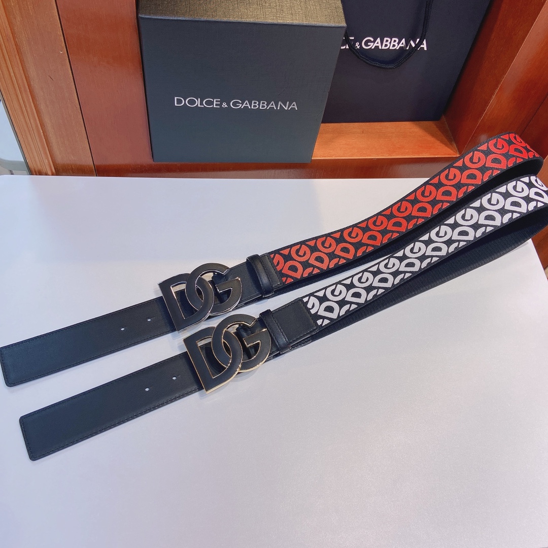 D&G杜嘉班纳双面小牛皮腰带缀以电镀