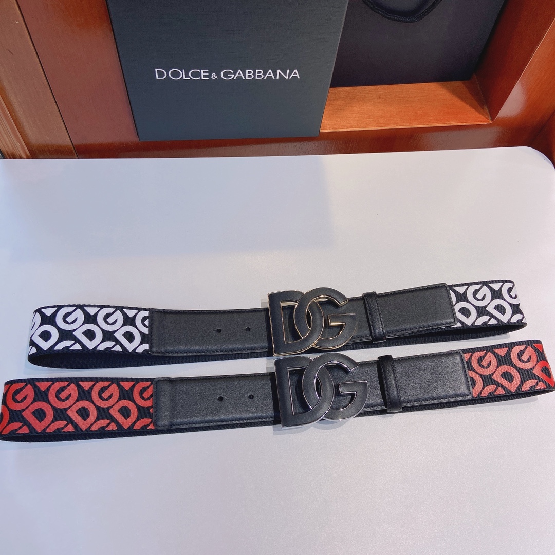 D&G杜嘉班纳双面小牛皮腰带缀以电镀