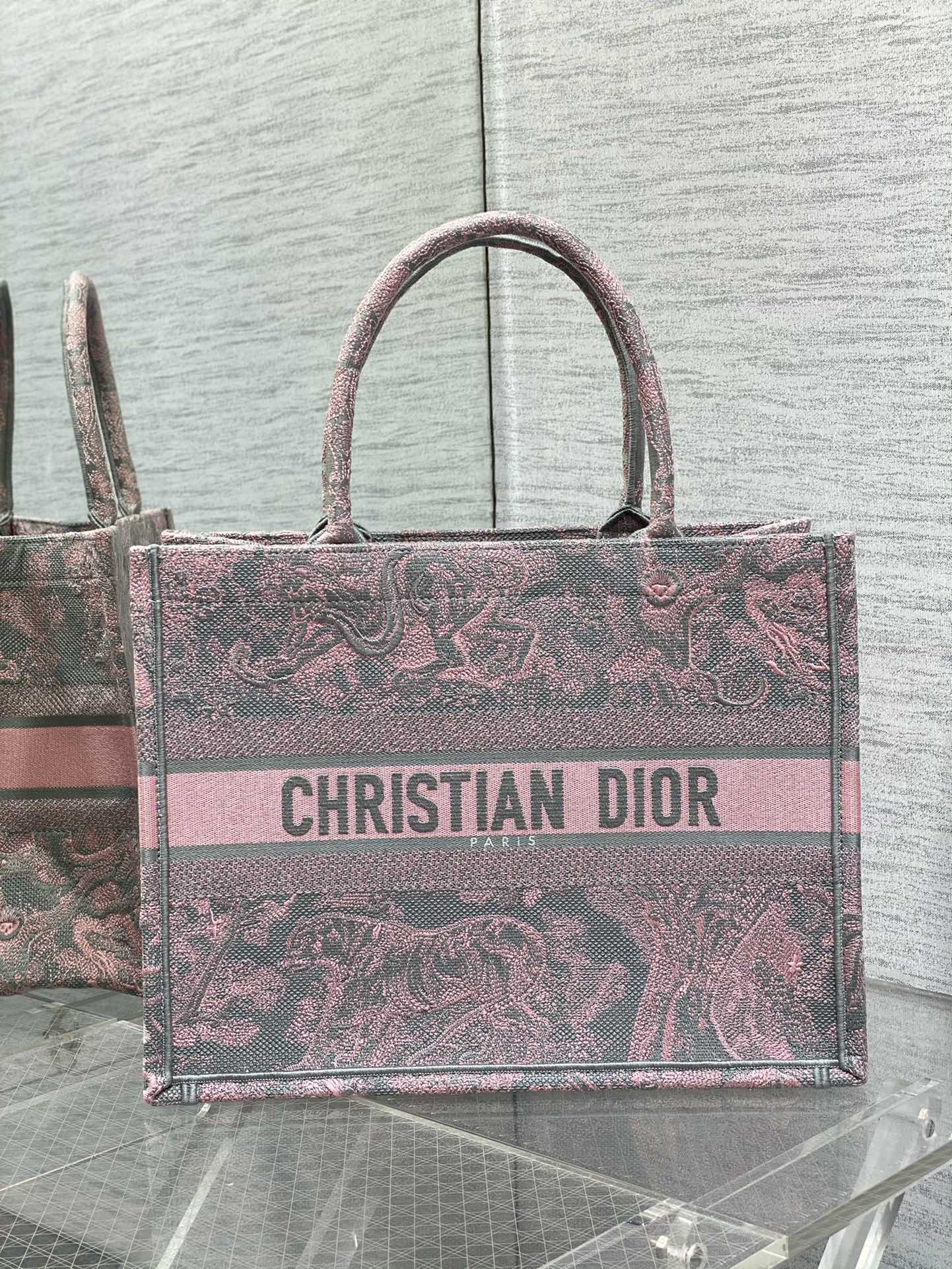 Dior Canvas Embroidered Tote Handbag