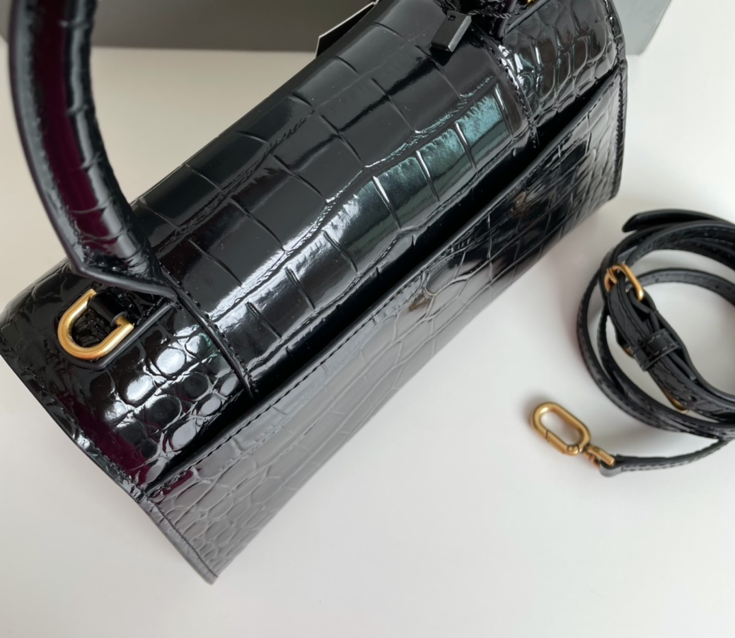巴黎世家Balenciaga年度重磅Hourglass沙漏包鳄鱼黑/金扣现货一眼万年的经典爆款黄金S号2
