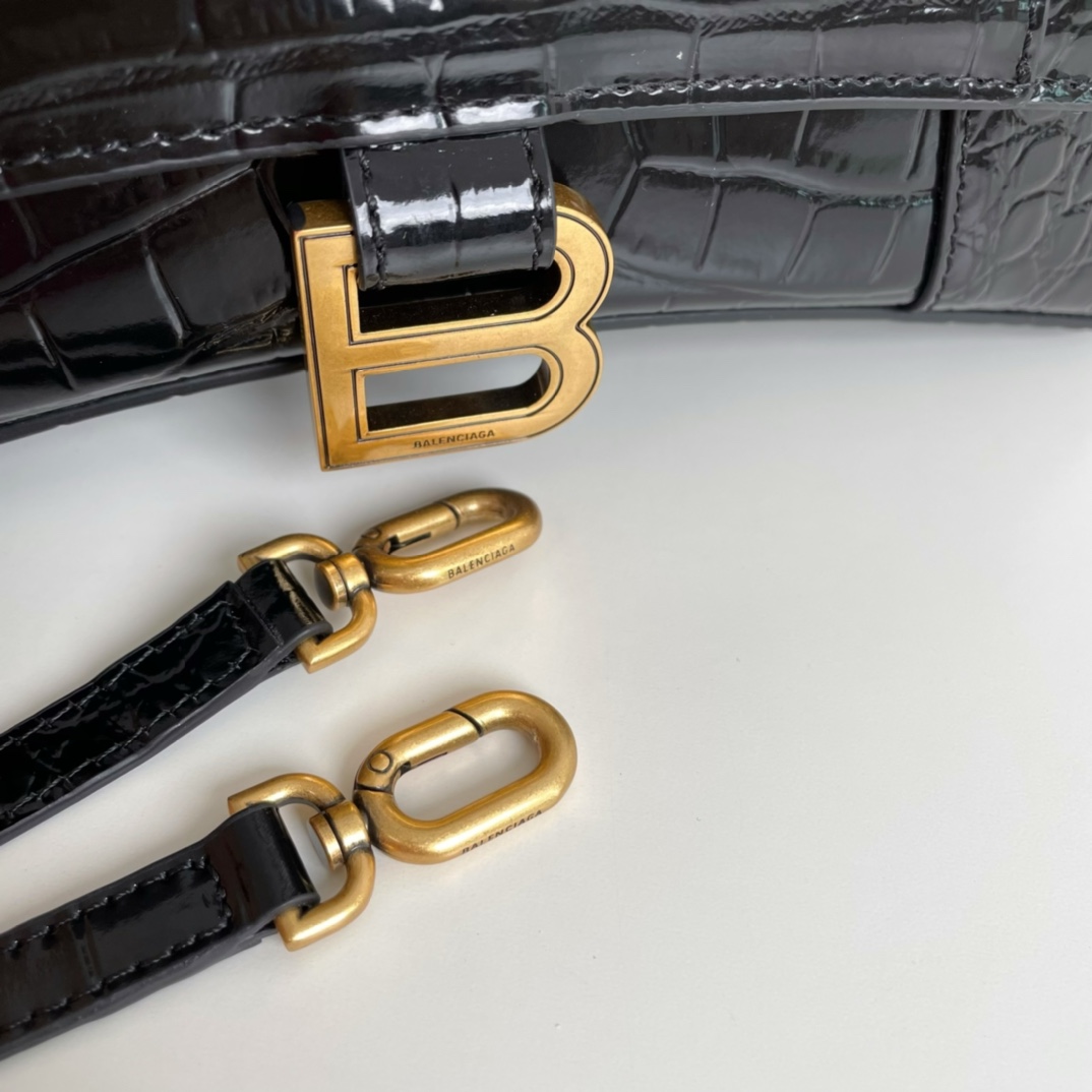 巴黎世家Balenciaga年度重磅Hourglass沙漏包鳄鱼黑/金扣现货一眼万年的经典爆款黄金S号2
