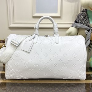 Louis Vuitton LV Keepall AAA+ Travel Bags Grey White Cowhide M21845