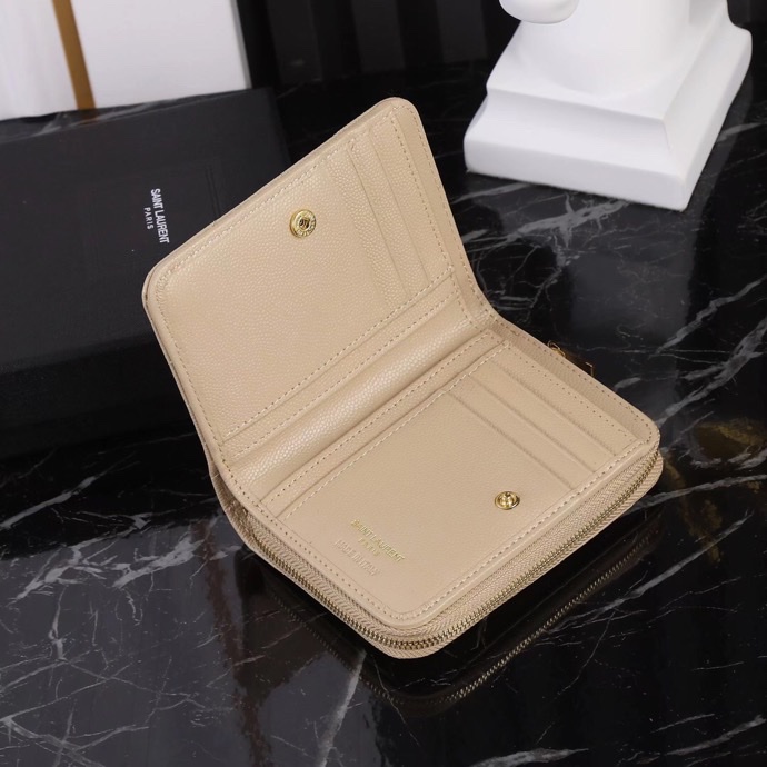 Luxury Black Leather SLP Short Round Zipper with Gold YSL Link – Almond Gold Bucket - 图片 7