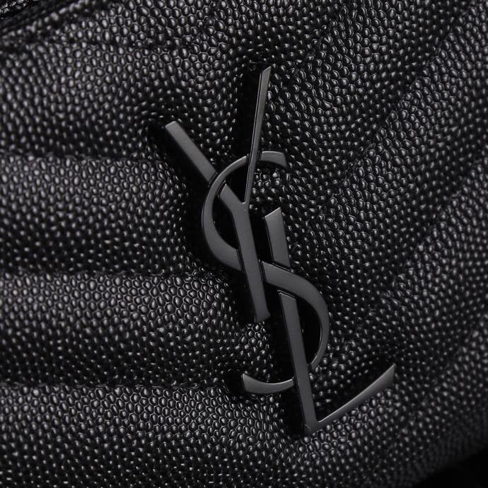 Luxurious Black Leather YSL Belt Bag with Gold Metallic Link Detail - 图片 5