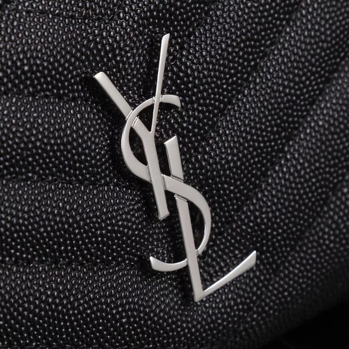 Luxury YSL Short Round Zipper Black Leather Cabinet Pack with Gold Link. - 图片 5