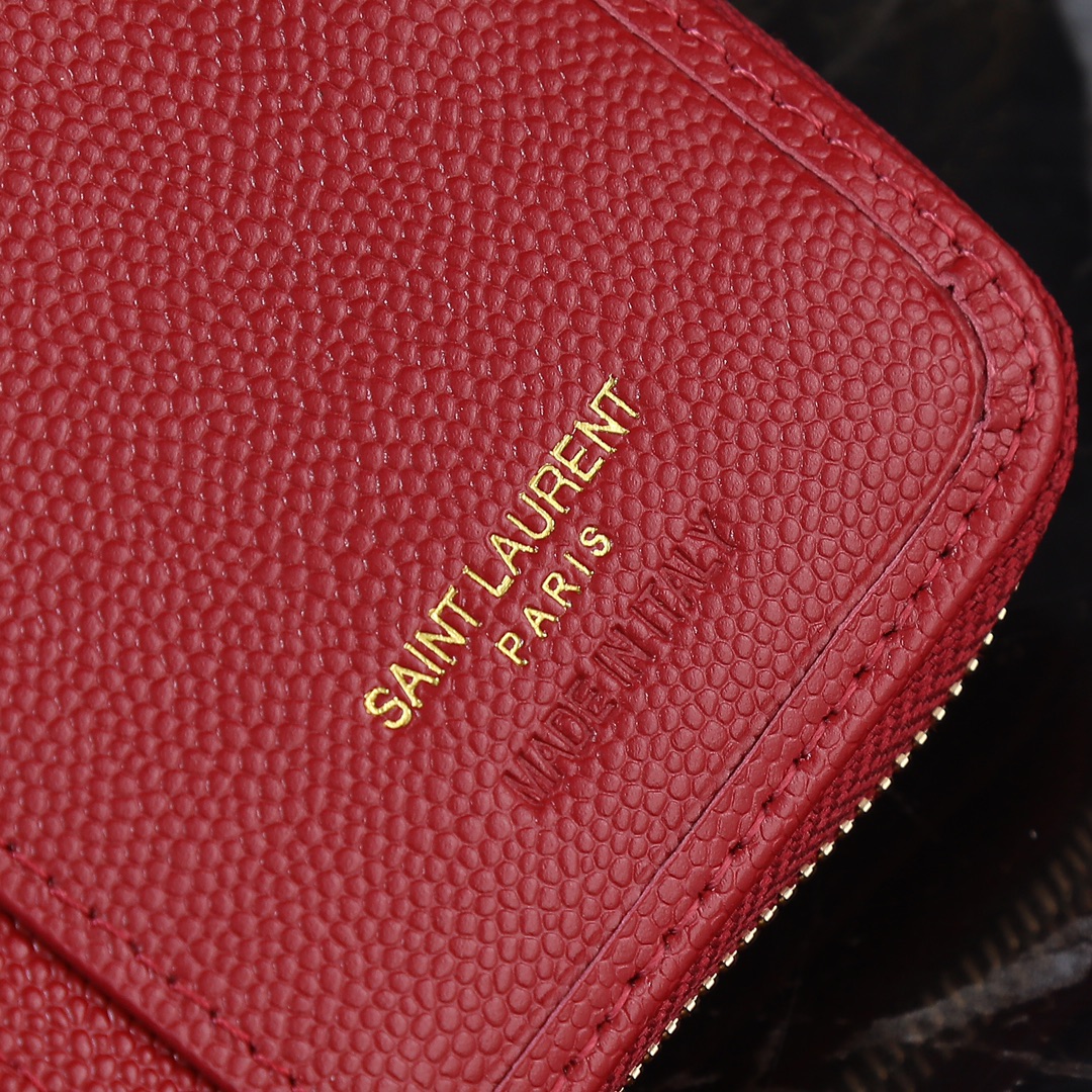 YSL Black Leather SLP with Gold Link Detail and Red Bucket P572 - 图片 9