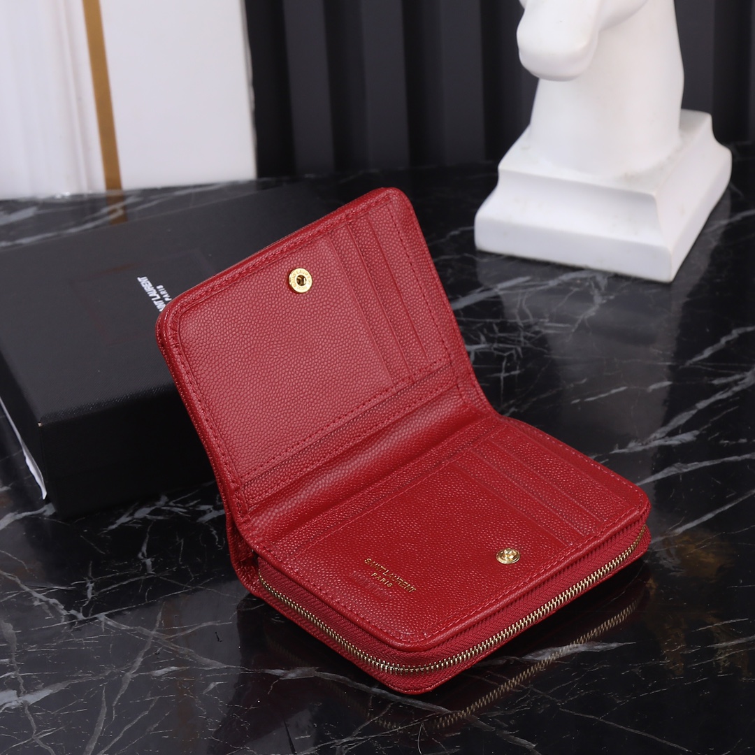 YSL Black Leather SLP with Gold Link Detail and Red Bucket P572 - 图片 7