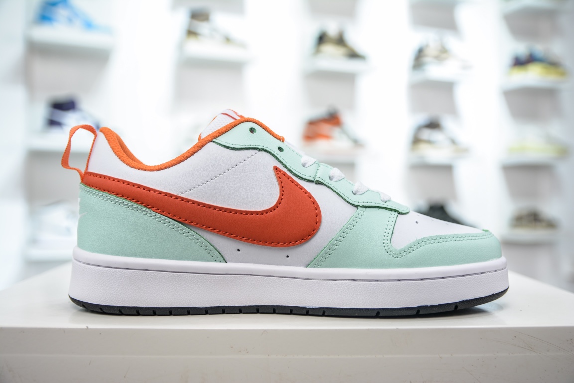 R Nike Court Borough Low 2”Mint/White/Orange” college series casual sports leather sneakers FN3687-181