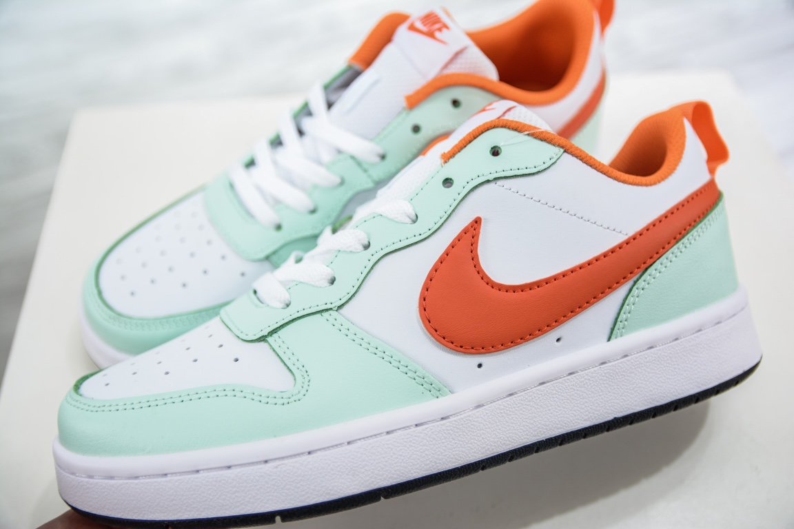 R Nike Court Borough Low 2”Mint/White/Orange” college series casual sports leather sneakers FN3687-181