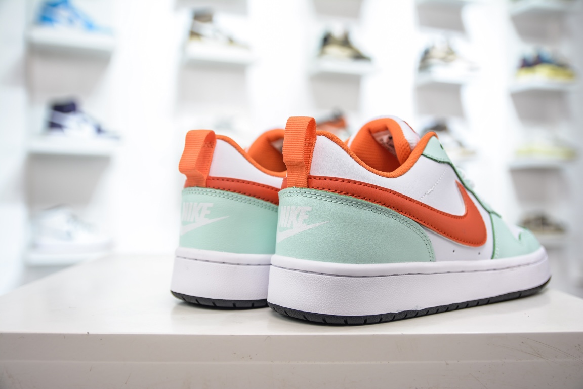 R Nike Court Borough Low 2”Mint/White/Orange” college series casual sports leather sneakers FN3687-181